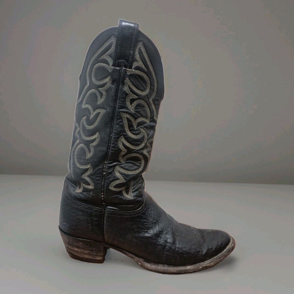 Justin Boots 8517 Black Cowhide Leather Western Classic Men's 11.5D USA